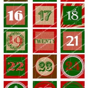Printable DECEMBER DAILY NUMBERS 1, 1.5 and 2 Inch Squares Advent Calendar. Instant Download ...