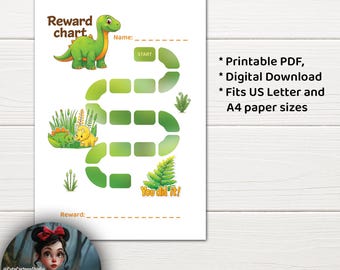 Printable Reward Chart for Kids. Dinosaurs. Behavior Chart Toddler Routine, Preschool. Sticker Chart. Daily Chore. For boys and girls