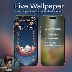 Live Wallpaper for Android Smartphones. Cute Sleeping Cat #1. Animated Wallpaper for a Smartphone. @CuteCartoonStudio