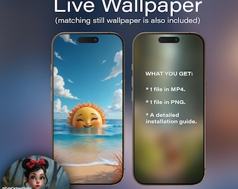 Live Wallpaper for Android Smartphones. Cute Sun and Sea #1. Animated Wallpaper for a Smartphone