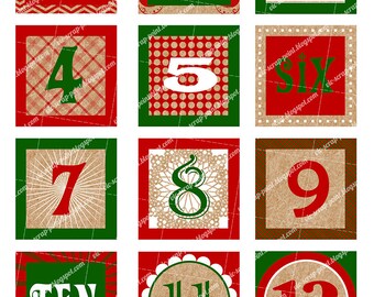 Printable DECEMBER DAILY NUMBERS Squares 2 1.5 | Etsy