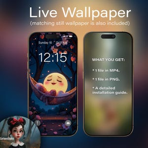 Live Wallpaper for Android Smartphones. Cute Moon #1. Animated Wallpaper for a Smartphone. @CuteCartoonStudio