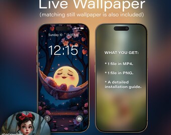 Live Wallpaper for Android Smartphones. Cute Moon #1. Animated Wallpaper for a Smartphone. @CuteCartoonStudio
