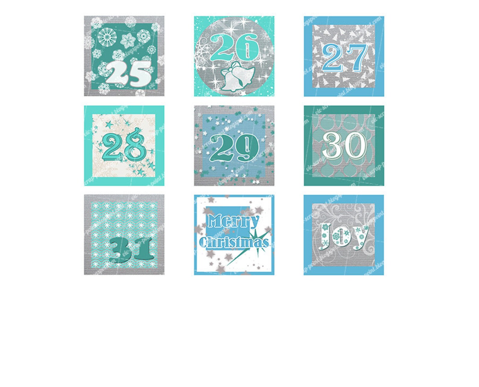 Printable DECEMBER DAILY NUMBERS Squares (2