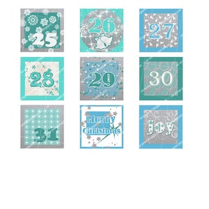 Printable DECEMBER DAILY NUMBERS Squares 2, 1.5, 1 and 0.75 Inch, Advent Calendar, Digital ...