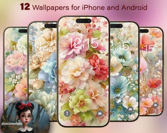 12 Summer Flowers Wallpapers for iPhone and Android Smartphones. Cute Cartoon Studio. Set #1