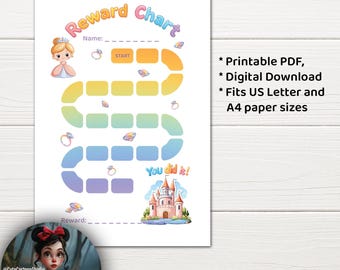 Printable Reward Chart for Kids. Princess and Castle. Behavior Chart Toddler Routine, Preschool. Sticker Chart. Daily Chore. For girls