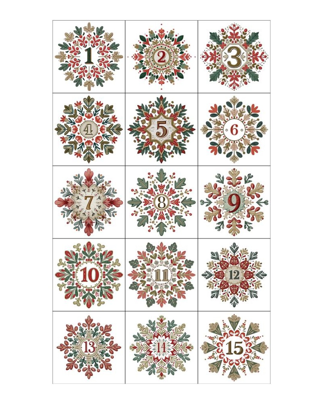 Printable Watercolor DECEMBER DAILY NUMBERS. Advent Calendar Numbers (2 ...