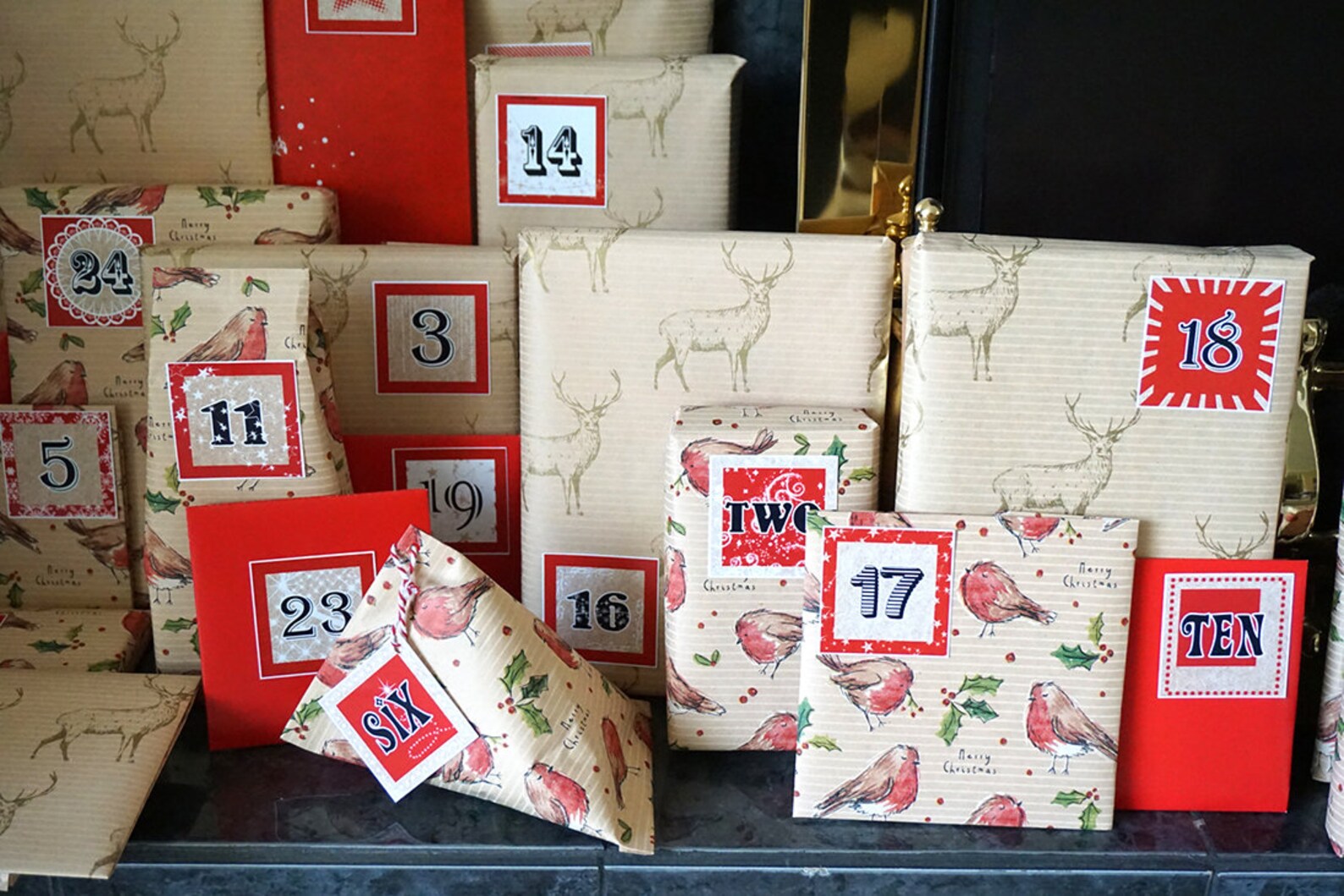 Printable DECEMBER DAILY NUMBERS Red With Black Digits (2, 1.5 and 1 ...
