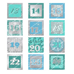 Printable DECEMBER DAILY NUMBERS Squares 2, 1.5, 1 and 0.75 Inch, Advent Calendar, Digital ...