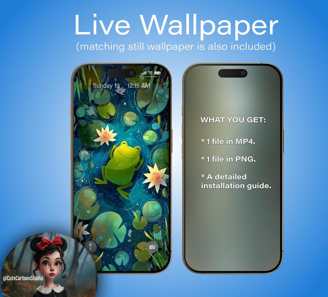 Live Wallpaper for Android Smartphones. Cute Frog in a Pond #1 ...