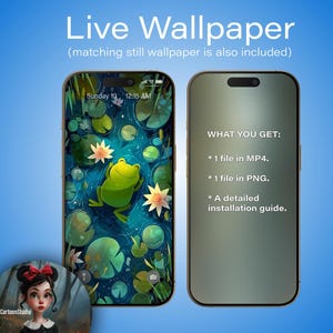 Live Wallpaper for Android Smartphones. Cute Frog in a Pond #1. Animated Wallpaper for a Smartphone. @CuteCartoonStudio