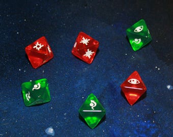 Transparent Starfighter Dice Compatible with the X-wing Miniatures Game 6 Dice 16mm