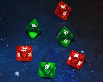 Transparent Starfighter Dice Compatible with the X-wing Miniatures Game 6 Dice 19mm