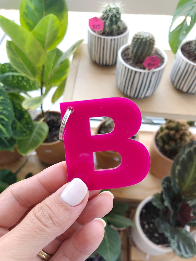 Acrylic Alphabet Keychain Initial Keychain Personalized Etsy