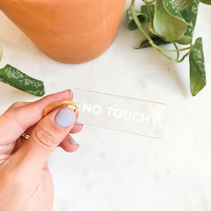Acrylic &#39;No Touchy&#39; Keychain, Acrylic Keychain, Car Key Ring, Keychain Reminder, Engraved Keychain, Colorful Acrylic Keychain