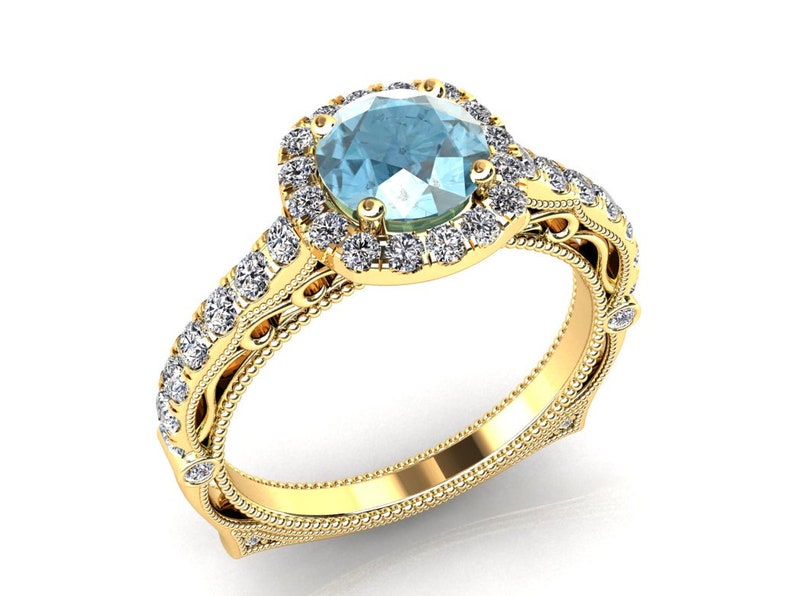 Anillo de compromiso de aguamarina y