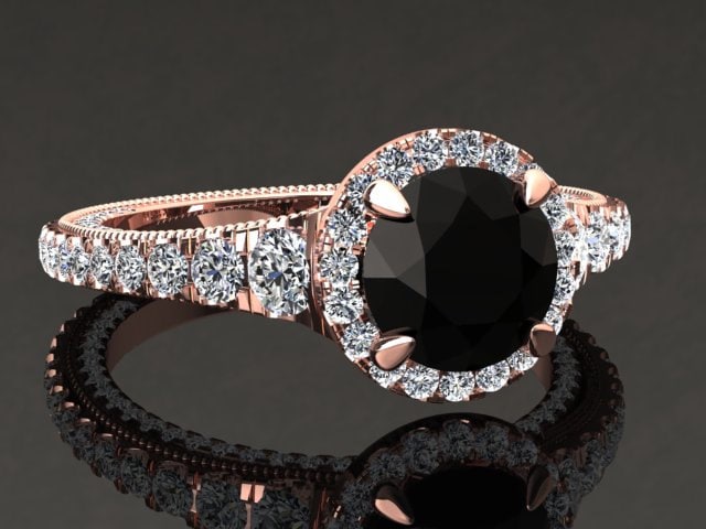 Black Diamond Rose Gold Ring 1.00 Carat Natural Black Diamond | Etsy