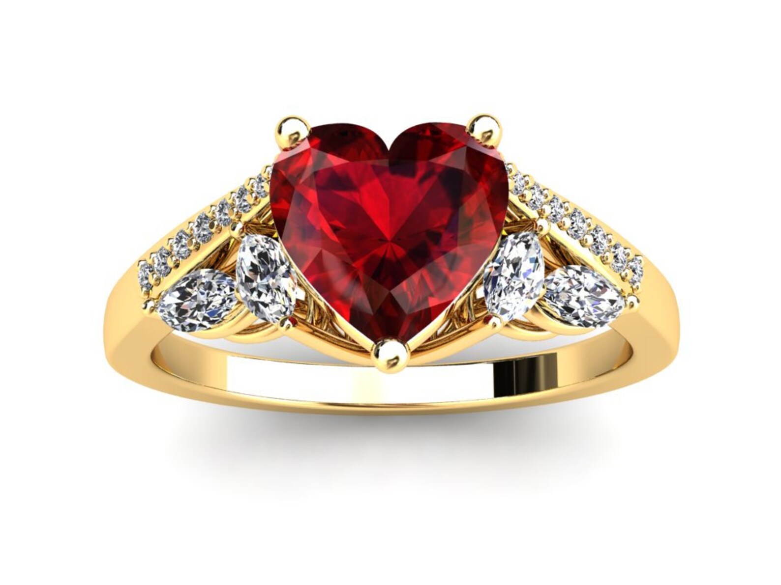 Heart Shape Ruby Ring 1.00 Carat Red Ruby and Diamond Ring 14k Etsy