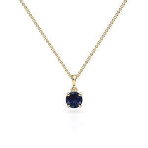 Yellow Gold Color Change Alexandrite Solitaire Pendant, Round Necklace, Silver, 14k, 18k Gold, Or Platinum, Gift For Her, Anniversary Gift