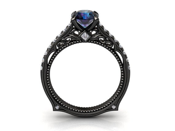 Black gold alexandrite ring online
