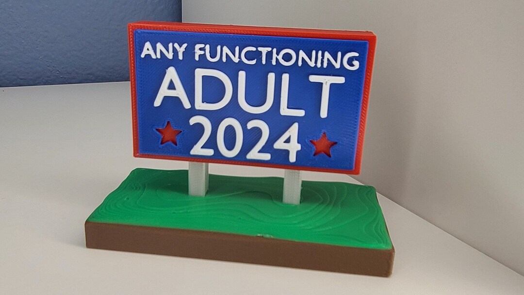 Funny Desktop Political Mini Yard Sign Any Functioning Adult 2024 ...