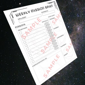 Weekly Planner Sheet - Printable Sci-fi Themed - Multiple Sizes - Track tasks and a daily schedule with notes