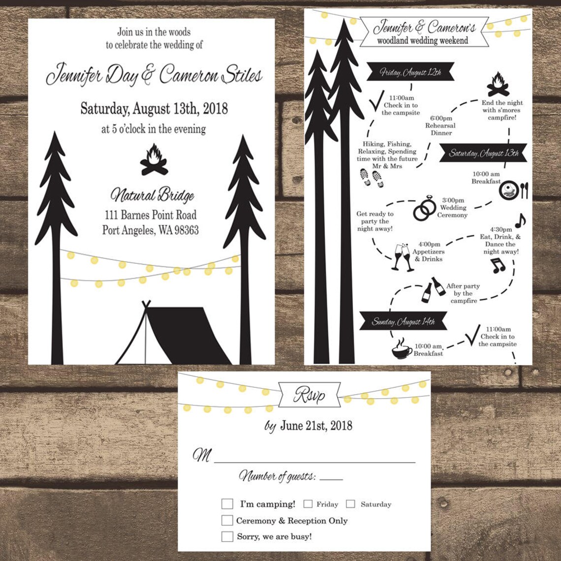 Printable Tent Weekend Wedding Invitation Kit Invitation Etsy Australia