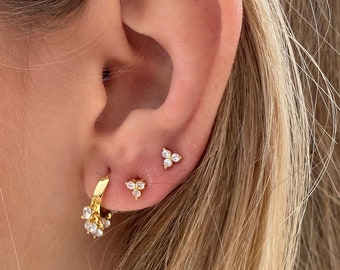 Tiny cz studs, dainty gold earrings, minimal studs, gold studs, silver studs, cartilage earrings,  dainty stud earrings, mini studs,