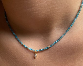 Apatite Choker: 18K Gold-Plated Sterling Silver Necklace