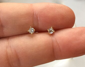 Small cz gold studs, Tiny silver studs, mini earrings, diamond studs, cartilage studs, dainty mini cz earrings, multiple studs, gift for her