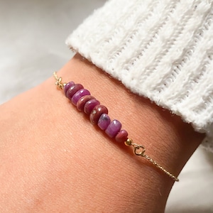 Raw Ruby Sterling Silver Bracelet: July Birthstone Gift