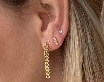 Gold chain earrings, long link chain earrings, minimalist earrings, Statement earrings, chain link stud earrings, gift for her
