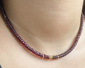 Garnet Choker: Sterling Silver Gemstone Necklace, January Birthstone