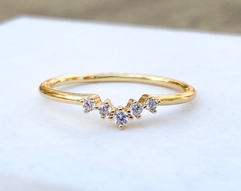 Dainty  gold ring, tiny cz ring, minimalist ring, stacking ring, delicate ring, bridesmaid gift, thin gold ring