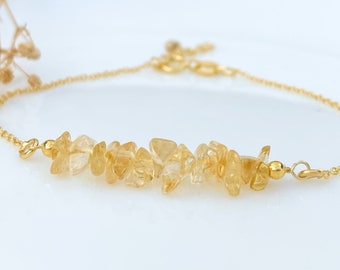 Raw Citrine Bracelet: Sterling Silver November Birthstone, Chakra Healing