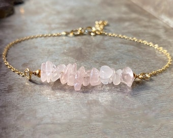 Rose Quartz bracelet, January Birthstone bracelet, Birthstone Gift, healing bracelet, mothers day gift, Silver bracelet, Crystal bracelet