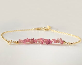 Raw Pink Tourmaline bracelet, Sterling silver bracelet, October Birthstone bracelet, Birthday Gift, Pink gemstone bracelet, christmas gift