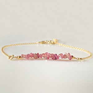 Raw Pink Tourmaline bracelet, Sterling silver bracelet, October Birthstone bracelet, Birthday Gift, Pink gemstone bracelet, christmas gift