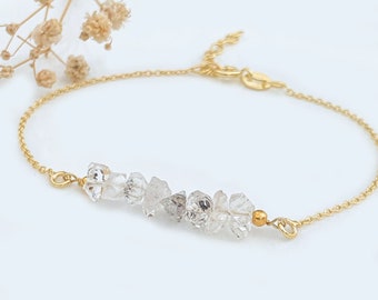 Raw Herkimer diamond bracelet, April Birthstone, Birthday Gift, Healing crystal bracelet, Gift for her