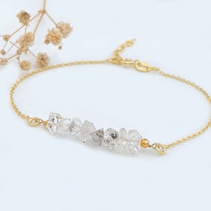 Raw Herkimer diamond bracelet, April Birthstone, Birthday Gift, Healing crystal bracelet, Gift for her