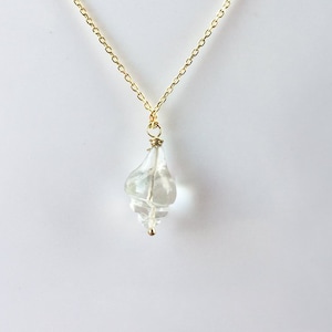 quartz crystal necklace - shell necklace - tiny necklace - gold necklace - silver necklace - birthstone -