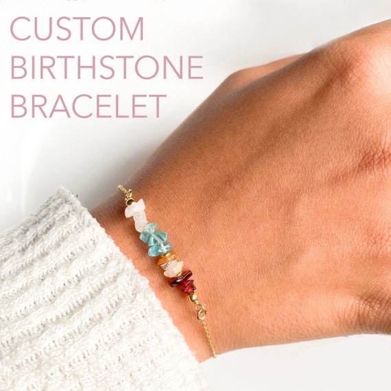 Custom gemstone bracelet, 5 stone family bracelet, children birthday b –  Jasper Rocks