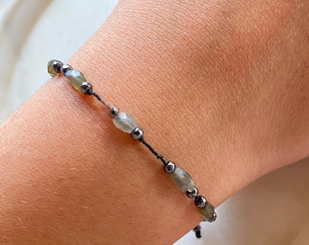 Dainty Labradorite Bracelet: Macrame Friendship Bracelet