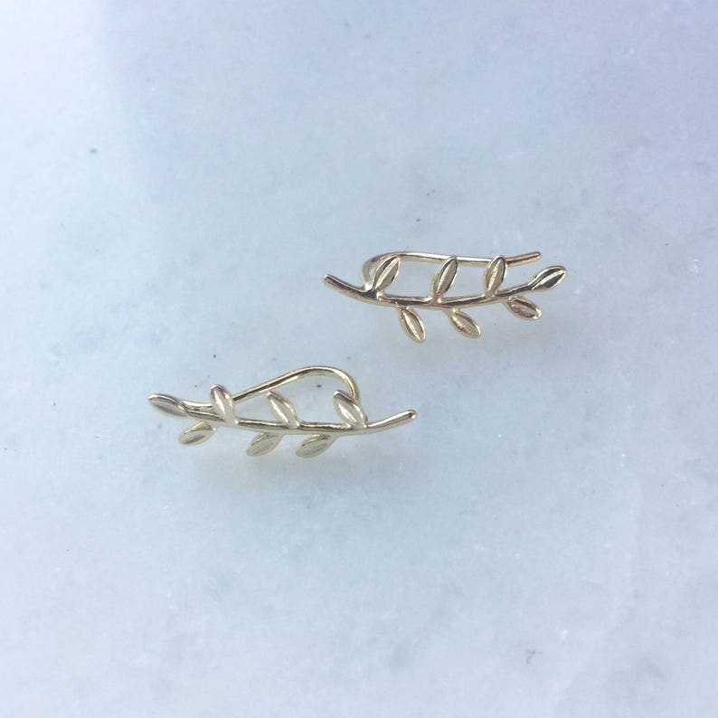 Ear climber earrings, 925 sterling silver earrings, ear climber, dainty earrings, minimalist earrings, tiny gold earrings,earrings for woman image 4