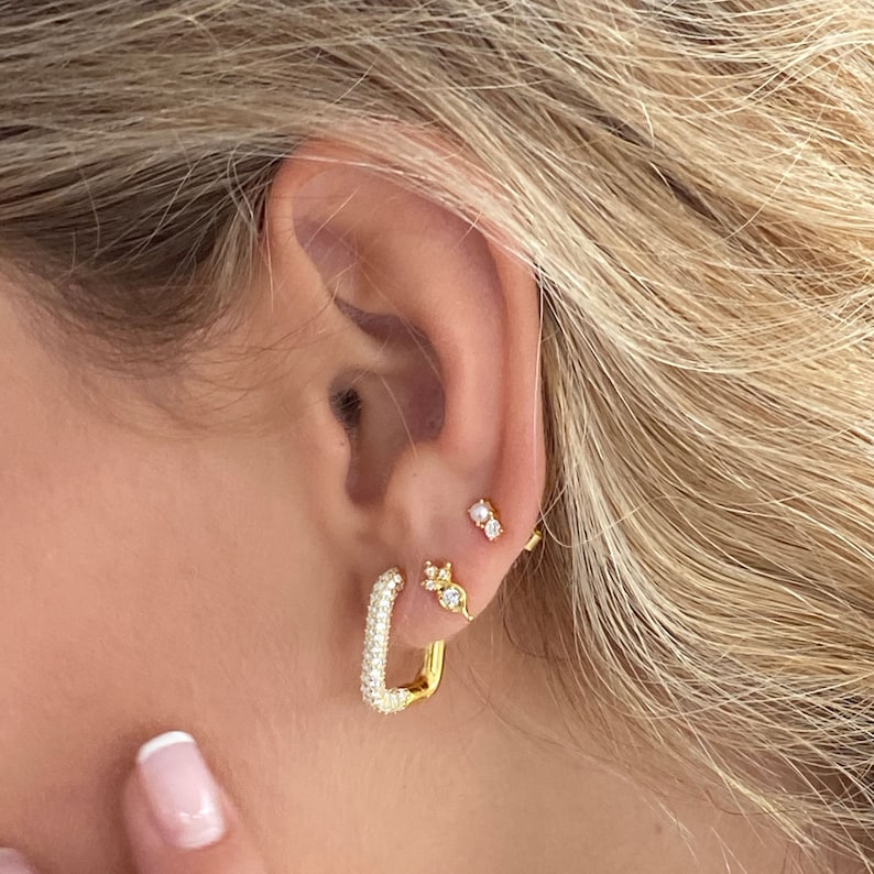 Dainty Pearl Studs Tiny Gold Earrings Minimalist Earrings Etsy