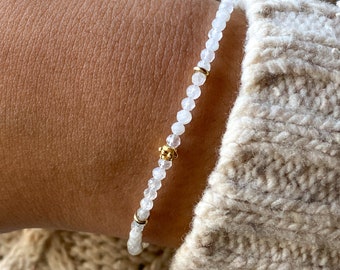 Dainty Moonstone Bracelet: 925 Sterling Silver, June Birthstone