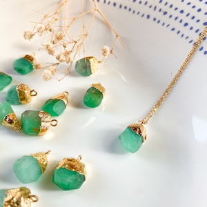 Chrysoprase necklace, Gemini birthstone, Dainty chrysoprase pendant, Gemstone necklace, Healing crystal necklace, birthstone gift