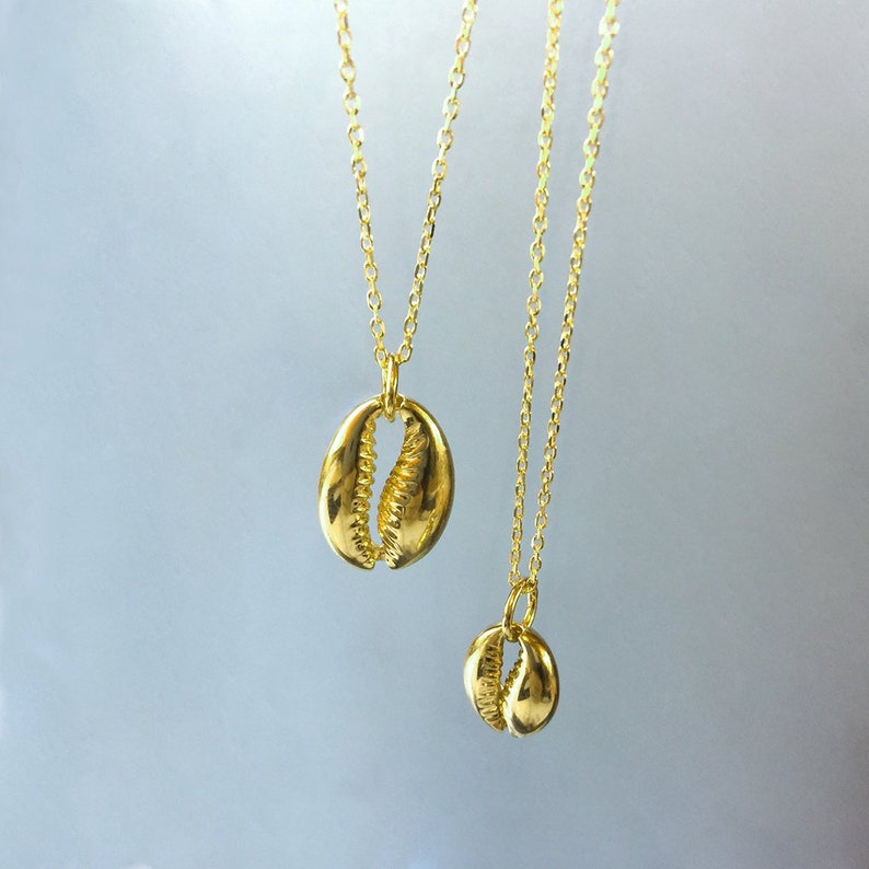silver shell necklace gold cowrie necklace gold shell necklace layered necklace Dainty shell necklace 925 sterling silver necklace
