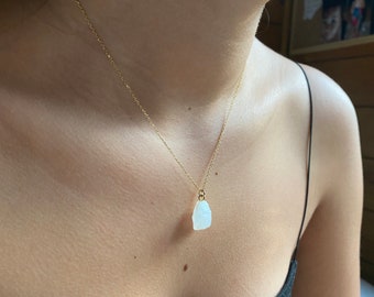 Moonstone Raw Pendant, June Birthstone, Rainbow moonstone dainty necklace, Birthstone Gift, Healing Crystal necklace